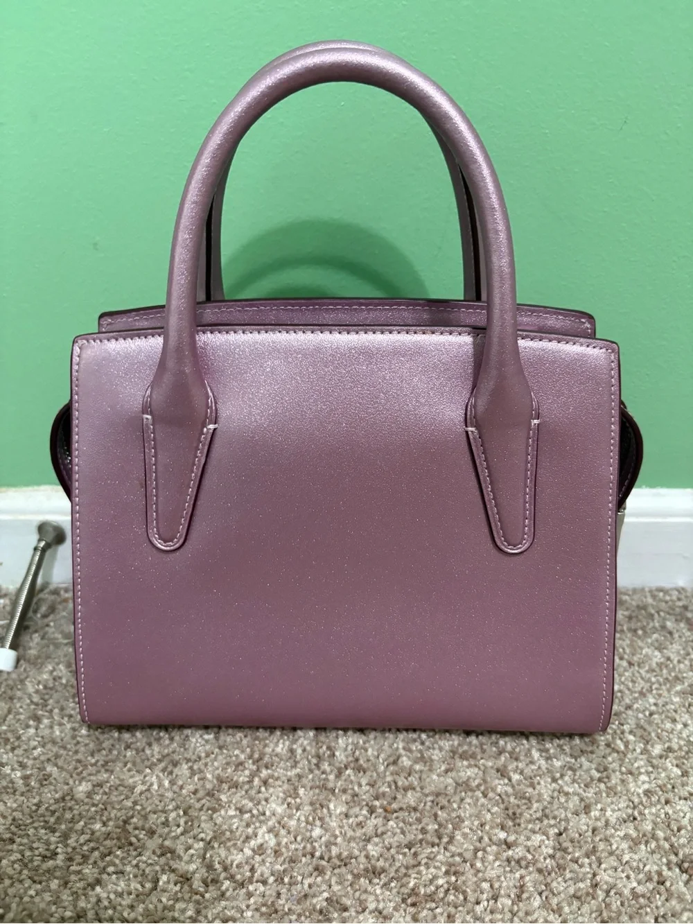 New COACH Metallic Coach Metallic Pink Charlie Carryall 28  Leather Satchel
